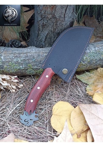 Almazan Model Orta Boy Avcı 31cm Aslan Kafalı Kamp Bıçağı Çok Renkli