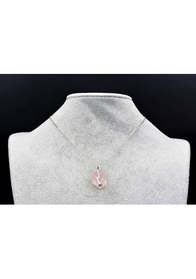 Hakiki Doğal Pembe Kuvars Kolye Ucu 011 Gri