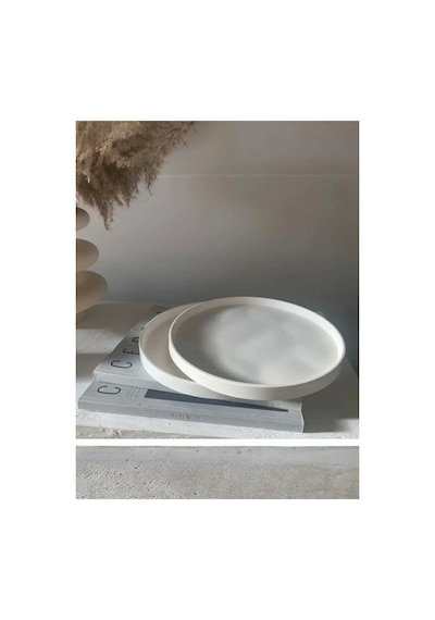 25 Cm Yuvarlak Dekoratif Betontabak, Düzenleyici, Tepsi, Nişan Tepsisi