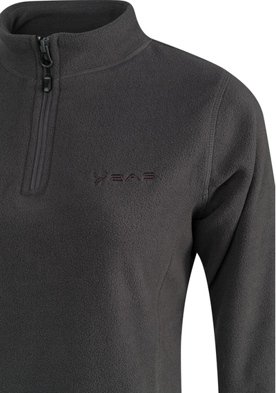 2as Camila Kadın Yarım Fermuarlı İnce Polar Sweatshirt Antrasit Antrasit