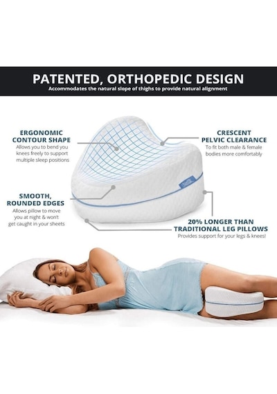 WhiteBlanco Ortopedik Bacak Arası Yan Yatış Yastığı Ergonomik Uyku Minderi Beyaz
