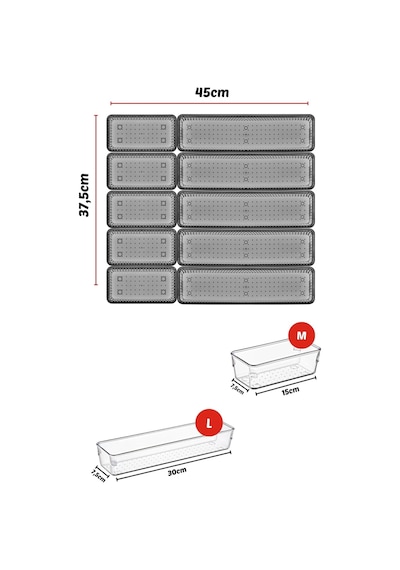 Nandy Home 10 Parça Çekmece İçi Kaşıklık, Düzenleyici, Organizer