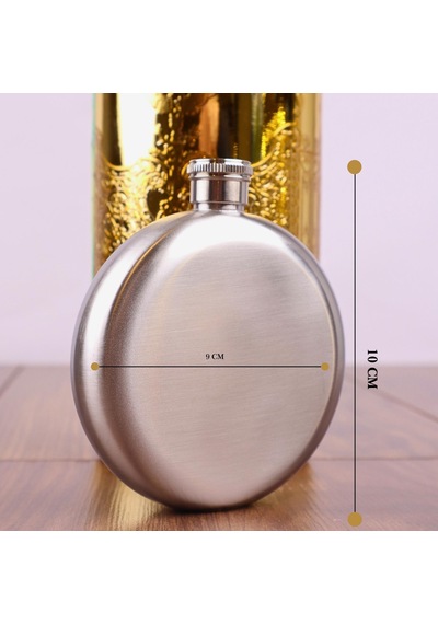 Perlotus 5 Oz 150 Cc Hunili Çelik Viski Yuvarlak İçki Cep Matarası Gri