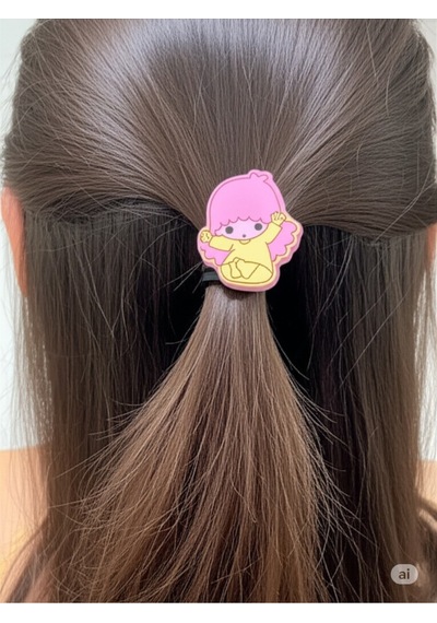 Sevimli Pembe Karakter Figürlü Çocuk Toka Yumuşak Silikon, Kaymaz 5992 Pembe