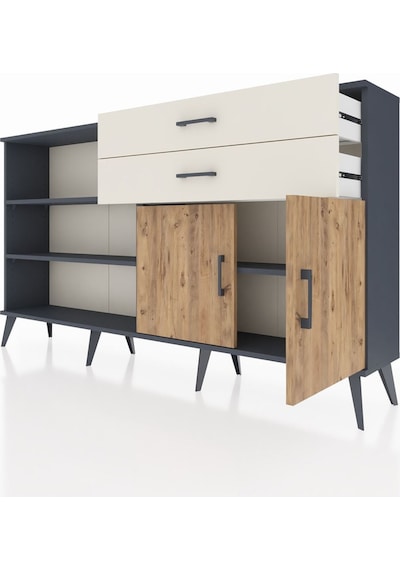 Arges Konsol 3 Raflı 2 Çekmeceli 2 Kapaklı 176x30x99 Antrasit-çam Antrasit-çam/aytaşı Arges Konsol 3 Raflı 2 Çekmeceli 2 Kapaklı 176x30x99 Antrasit-çam Antrasit-çam/aytaşı