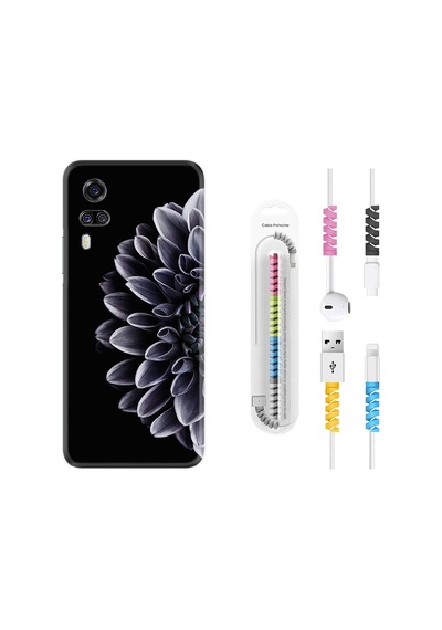 Vivo Y51 Kılıf Kablo Koruyuculu Çiçekler 1639