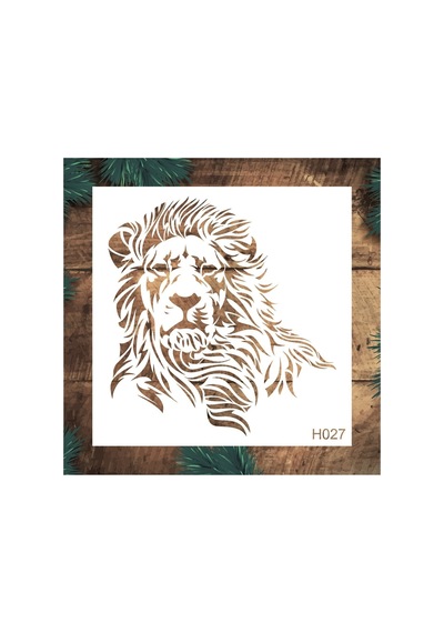 Kk Swords Stencil Tasarım H027 Aslan- Dekoratif Duvar Ve Eşya Boyama Şablonları 25x25cm