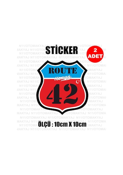 42 Konya Plaka Rota Sticker Araba Kask Motosiklet Laptop Etiket