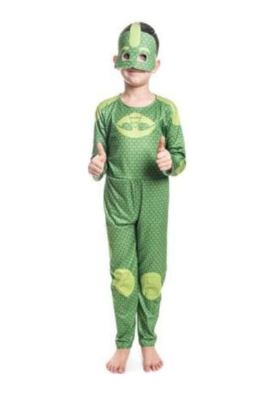 Hanbey Pazarlama Unisex Çocuk Yeşil Pija Maskeliler Gekko Kertenkele Kostüm Yeşil