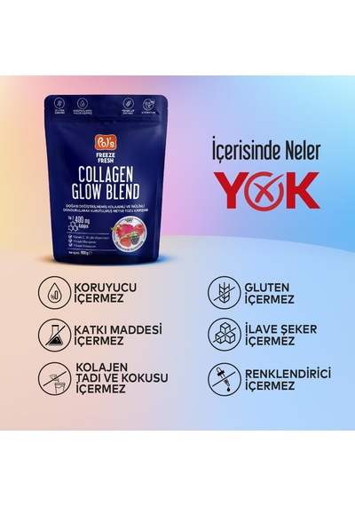 Pol's Freeze Fresh Glow Blend 100 G, Dondurularak Kurutulmuş Meyve Tozu, Kolajen, İnülin, Yüksek Lif, Manganez