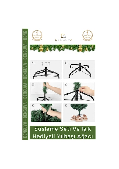 Noelpaketi Lüks Dekoratif Kaliteli Plastik Ayaklı Sık Yapraklı Yeşil Canlı Yeni Yıl Noel Paketi 90 Standart