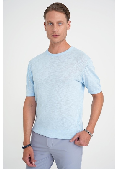 Efor Comfort Fit Bisiklet Yaka Kısa Kol Spor Mavi Triko Tr 881 Mavi