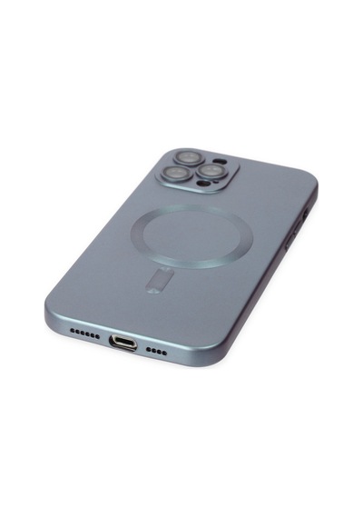 Apple iPhone  Uyumlu-  12 Pro Max Kılıf Moshi Lens Magneticsafe Silikon - Sierra Blue