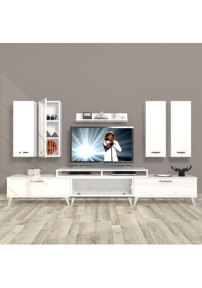 Decoraktiv Ekoflex 8d Slm Retro Tv Ünitesi Tv Sehpası Beyaz