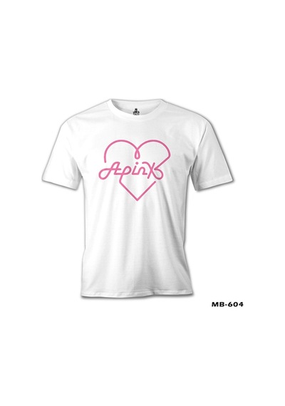 Apink - Logo Kalp Beyaz Erkek Tshirt