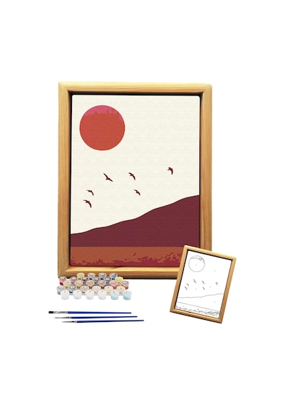 Sayılarla Minimalist Ahşap Çerçeveli Tablo Setleri 21 x 27 CM Tuval Şasesine Gerili Manzara