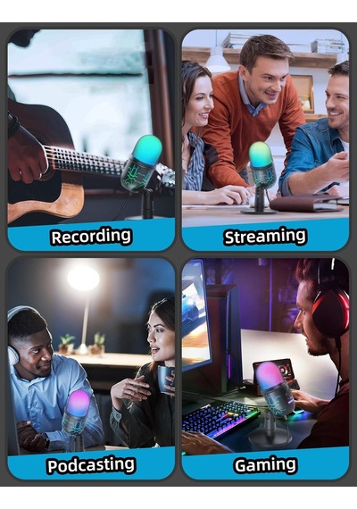 Oyun Mikrofonu, Pc, Mac, Ps4/5 İçin Usb Bilgisayar Mikrofonu, Stüdyo Kaydı İçin Kondenser Podcast Mikrofon, Youtube,
