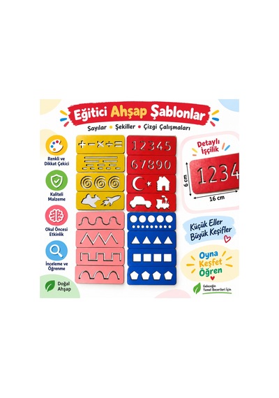 Eğitici Ahşap Çizgi Çalışmaları Montessori El Kası Geliştirme