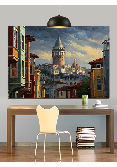 İstanbul Galata Kulesi Manzarası Dekoratif Kanvas - Mdf Ahşap Tablo