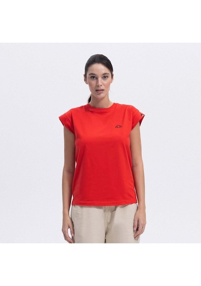 Ellesse Ef450-rd Bisiklet Yaka Yarım Kollu Kadın T-shirt - Kırmızı