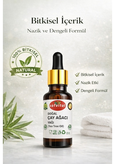 Safvital Çay Ağacı Yağı 20 Ml Cilt Dengeleyici Bakım Yağı Temiz Görünüm Ve Ferah His İçin