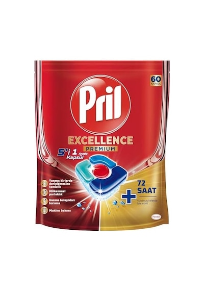 Excellence 5'i 1 Arada Bulaşık Makinesi Deterjanı, 60 Kapsül
