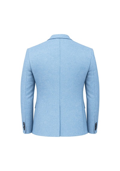 Plus Scorpion Erkek Karyağdı Desenli Slim Fit Blazer Ceket Mavi & Gri Şık Günlük Ve Ofis Kombin Color 5