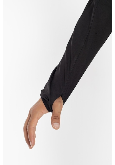 Erkek Dalgıç Parmaklıklı Spor Sweat Siyah