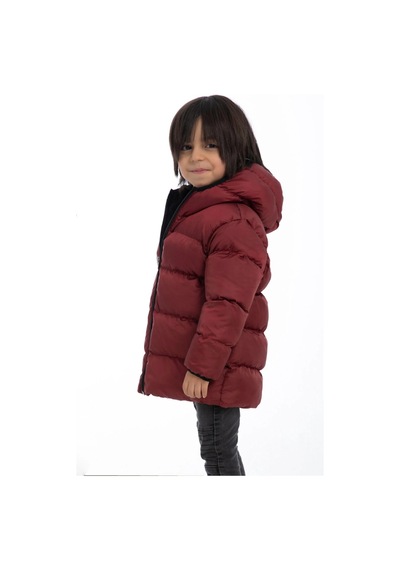 Erkek Çocuk Polarlı Kapüşonlu Su Geçirmez Rüzgara Dayanıklı Şişme Kışlık Mont & Kaban-28 Bordo