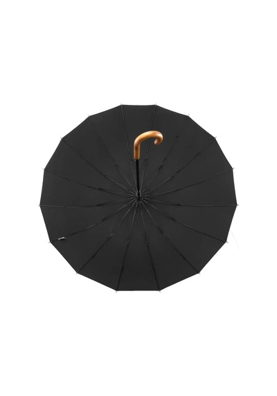 Toptancı Amca Protokol Şemsiyesi Business Umbrella Black Özel İşlenmiş Ağaç Saplı Premium Kılıflı Şemsiye Siyah