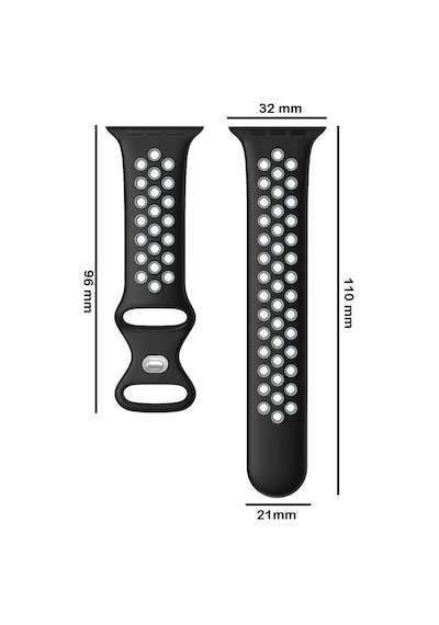 Wozlo Apple Uyumlu  Watch 1, 2, 3, 4, 5, 6, 7, 8, Se Nike Serisi Silikon Kordo S-m Beden 38/40/41mm - Siyah