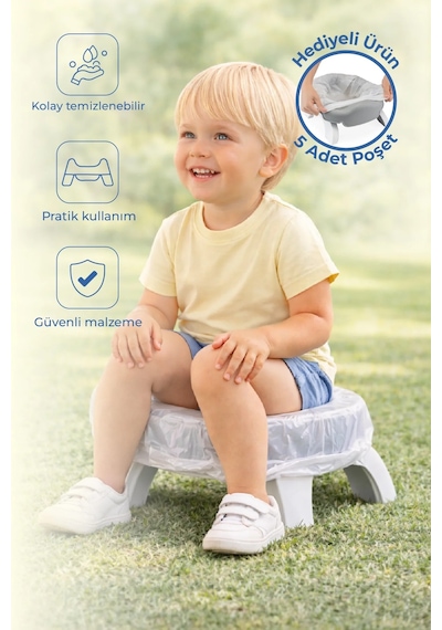 Babyjem Portatif Katlanabilir Lazımlık Soft Gri New Color