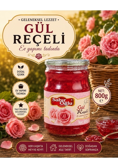 Sabıroğlu Gül Reçeli Net 800 Gr Kavanoz