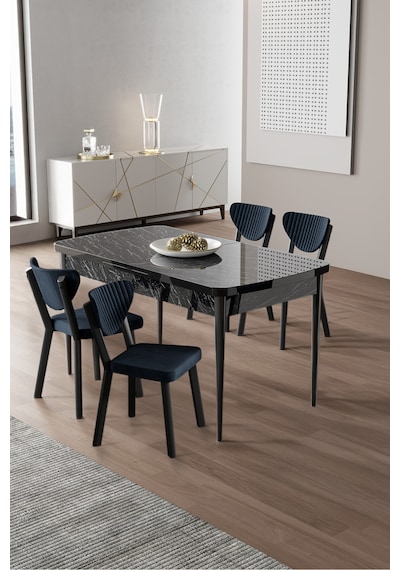 Canisa Exve Serisi 80x132 Açılabilir Siyah Mermer Desen Masa Takımı Ve 4 Antrasit Sandalye Masa Siyah Mermer Desen Sandalyeler Antrasit Canisa Exve Serisi 80x132 Açılabilir Siyah Mermer Desen Masa Takımı Ve 4 Antrasit Sandalye Masa Siyah Mermer Desen Sandalyeler Antrasit