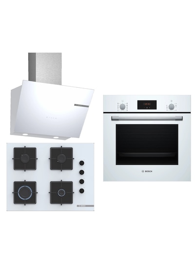 Bosch HBF512BW1T - POP7C2P30O - DWK66PJ20T Beyaz Ankastre Set