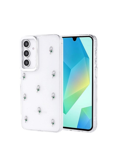 Samsung Uyumlu Galaxy A16 Kılıf Airbag Tasarımlı Simli Şeffaf Zore Kutup Kapak Lale