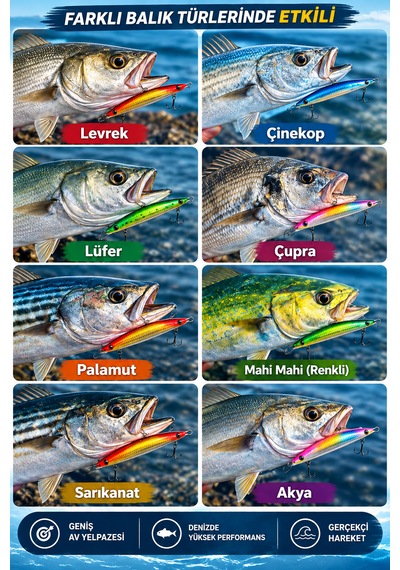Cappadocians Minnow Suni Balık Yemi 10 Cm 9 Gr - Levrek Lüfer Palamut Turna Alabalık Spin At-çek Yapay Yem 10 Lu Kutu Hediyeli Çok Renkli