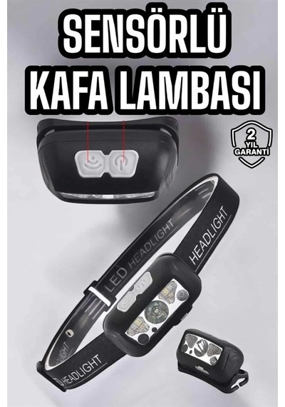 Mey İthalat Kafa Lambası Kamp Lambası Sensörlü Şarjlı Ayarlanabilir Çok Renkli