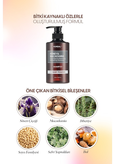 Kundal Honey & Macadamia Baby Powder Nature Şampuan 500 ML