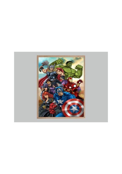 Marvel Doğal Ahşap Çerçeveli Tek Parça Dekoratif Tablo Çok Renkli - 844528382 Çok Renkli