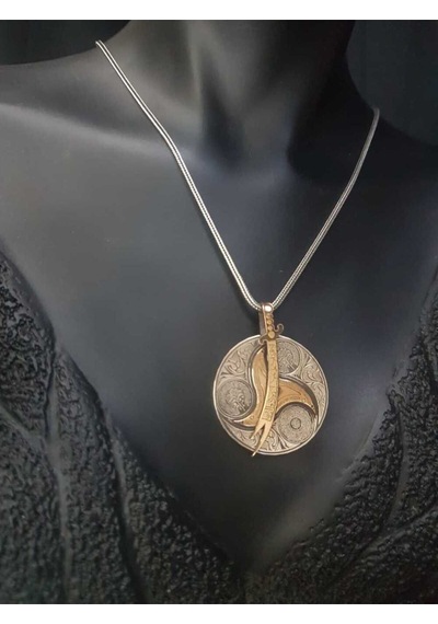 Vog Unisex Zülfikar Kılıcı V 4 Dua 925 Ayar Gümüş Dönen Madalyon Kolye