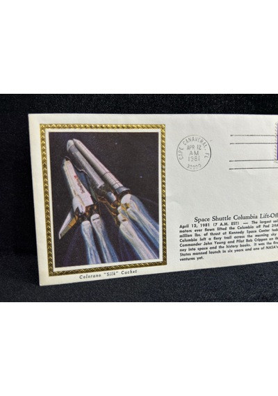 Uzay Temalı İlk Gün Zarfı İpek Baskı 1981 Usa Space Cover Space Shuttle Columbia Lift-off April 12.1981