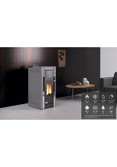 İfyıl Efes Plus 10kw Üflemeli Kuru Sistem Pellet Sobası