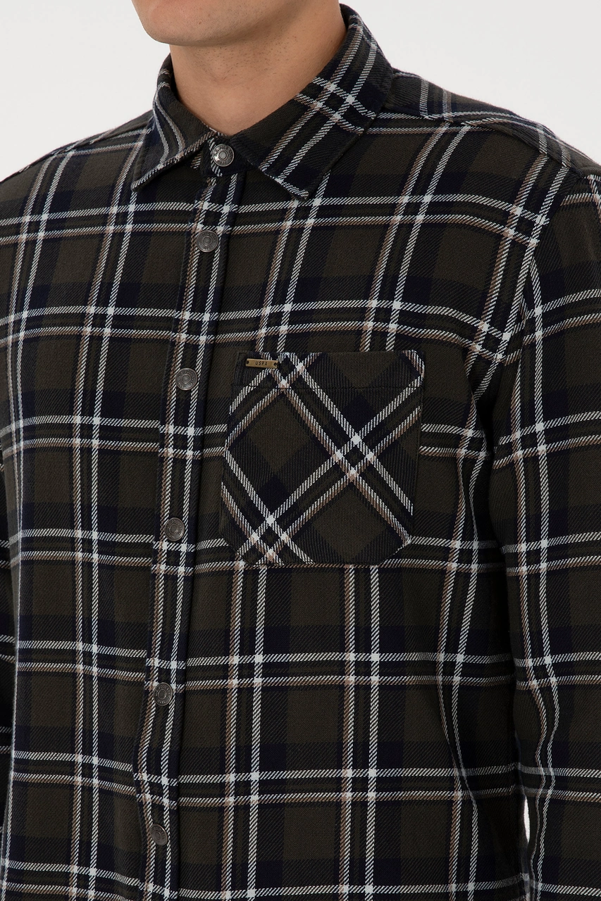 U.s. Polo Assn. Erkek Koyu Yeşil Gömlek Desenli 50313416-vr079 Koyu Yesıl