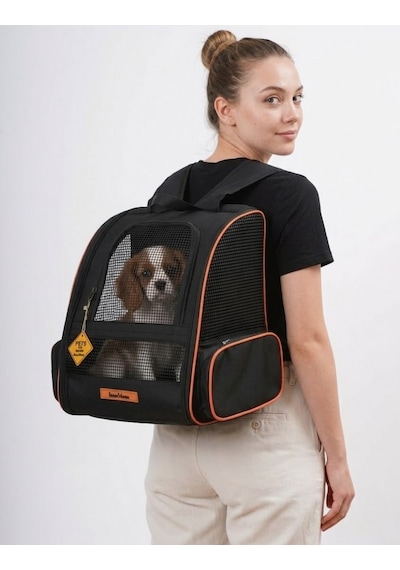 Missidea Brave Paws Tekerlekli Çekçek Mekanizmalı Fileli Kedi Ve Köpek Taşıma Çantası Siyah