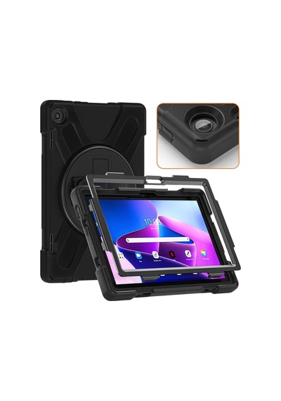 Tab M10 3rd 10.1 Tb-328fu/tb-328xu İle Uyumlu 360 Tam Koruma Sağlayan Fuchsia Defender Tablet Kılıfı Kapaklı Kılıf