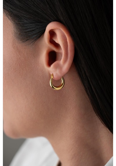 925 Ayar Gümüş Gold Rengi 15 Mm Halka Şarnel Küpe Gold