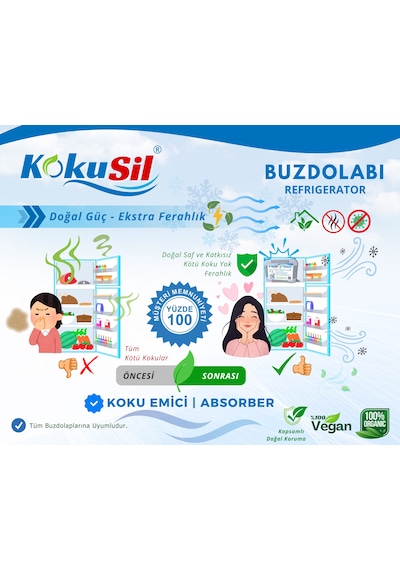 Kokusil Buzdolabı Koku Giderici Ve Koku Emici Doğal Aktif Karbon