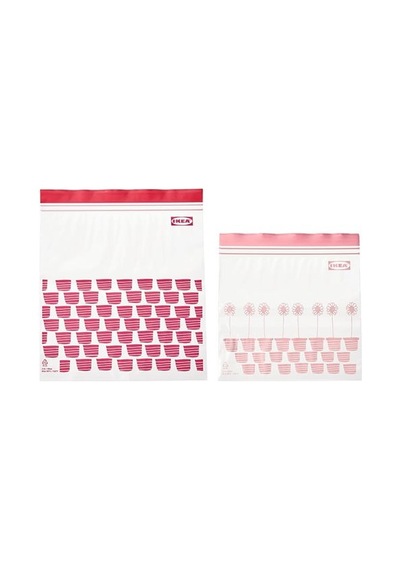 Ikea Istad Kilitlenebilir Buzdolabı Poşeti, Kırmızı-pembe, 2,5 Lt Ve 1,2 Lt, 50 Adet