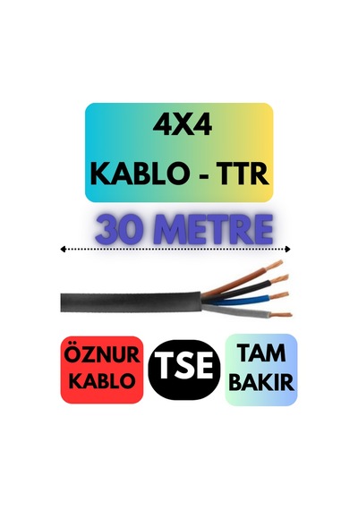 Öznur 4x4 Ttr Kablo Metre Seçenekli Siyah - 30 Metre